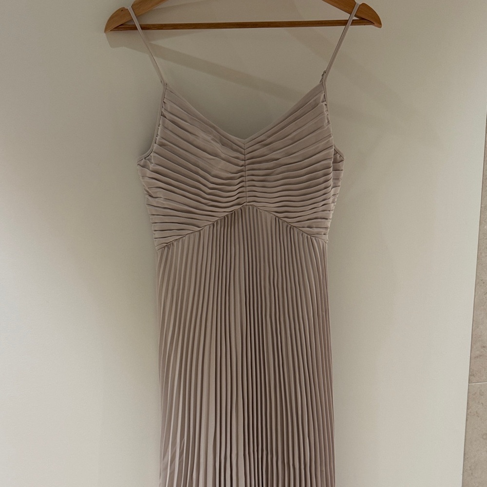 Babaton Strapless Pleated Dress in Cream